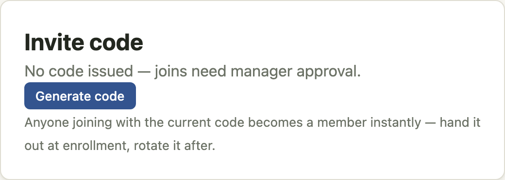 Invite code card